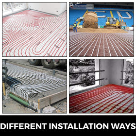 VEVOR radiant floor heating installation using blue PEX tubing