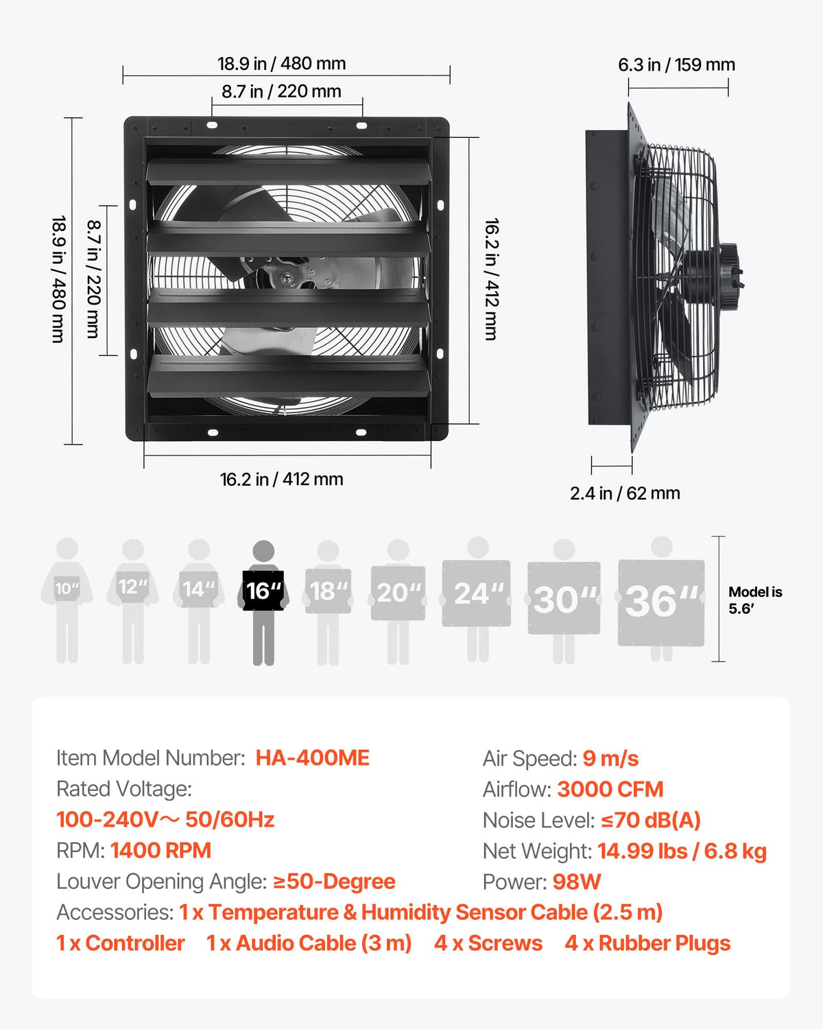 VEVOR humidity and temperature triggers tailor ventilation automatically