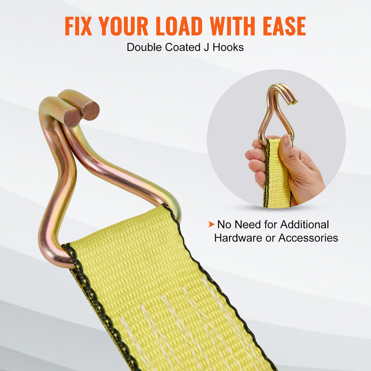 VEVOR ratchet strap 2in webbing with 5000lb strength for heavy loads.