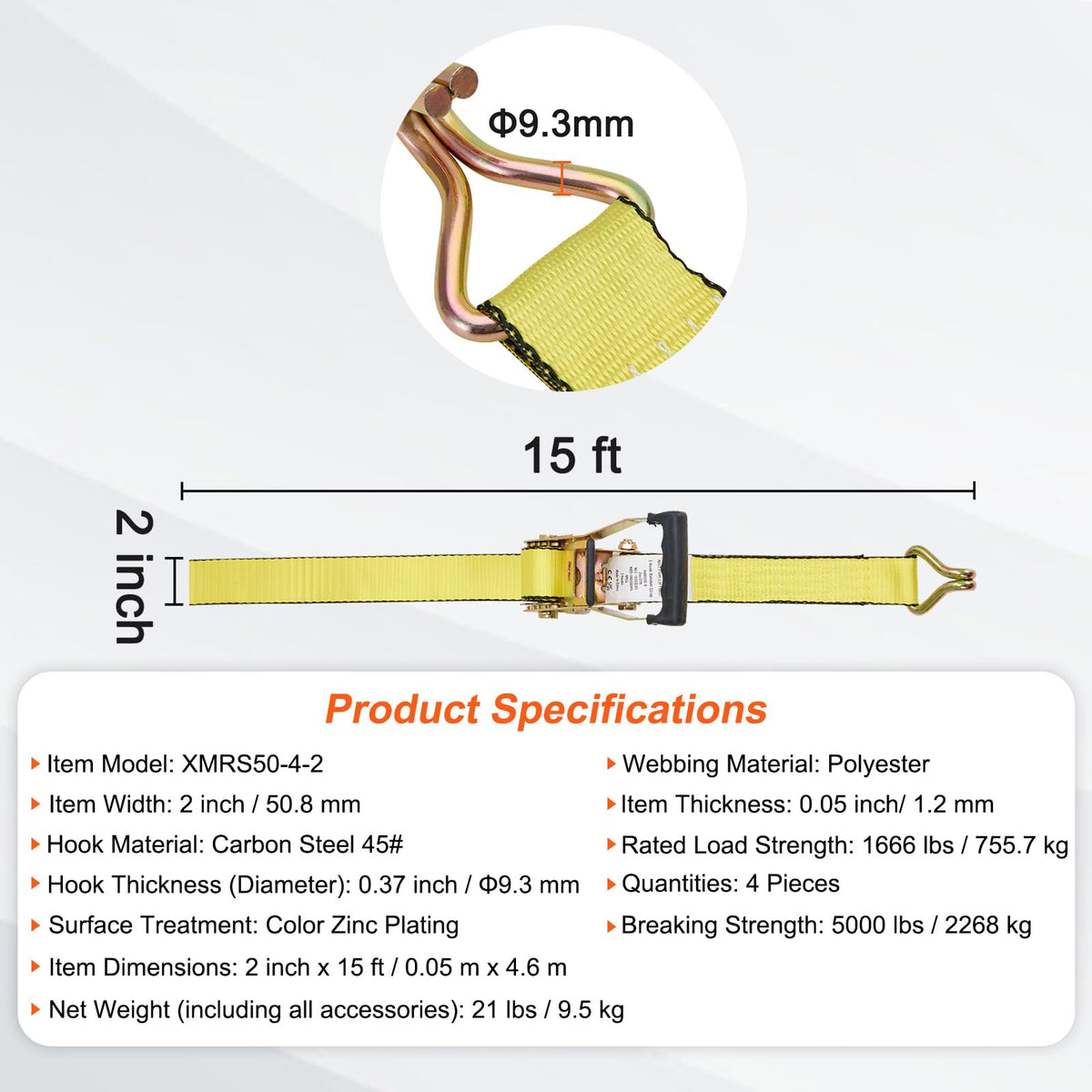 VEVOR ratchet strap securing boats or kayaks to a trailer.