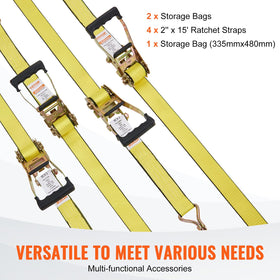 VEVOR ratchet strap used on a truck bed during installation for secure transport.