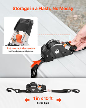 VEVOR ratchet strap weather-resistant build withstands sun and rain.