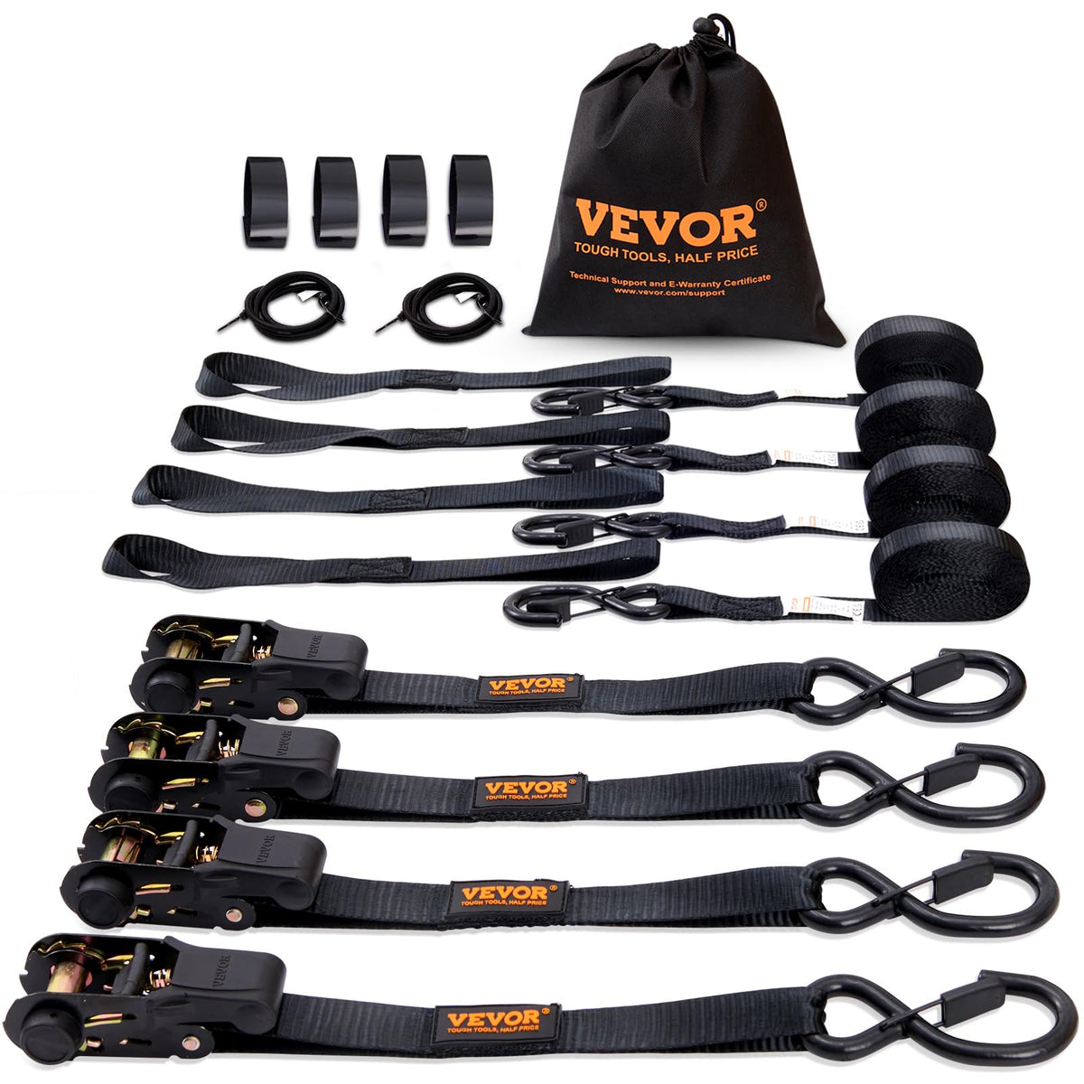 VEVOR ratchet strap mechanism for secure tightening during transport.
