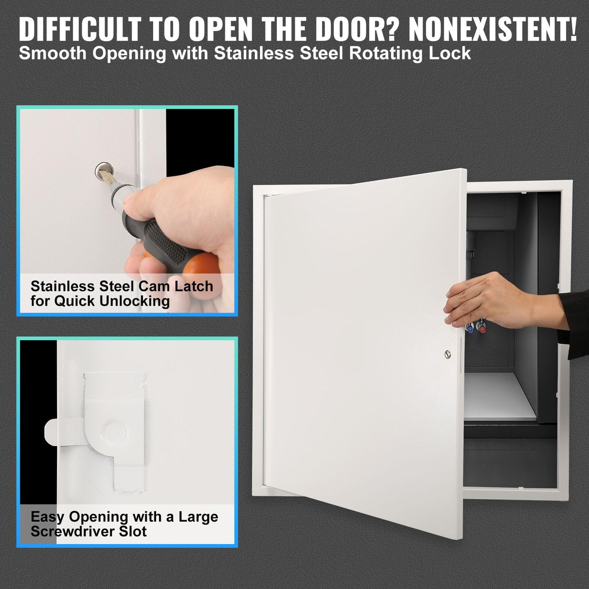 VEVOR removable hinged panel shown open to reveal convenient interior access.
