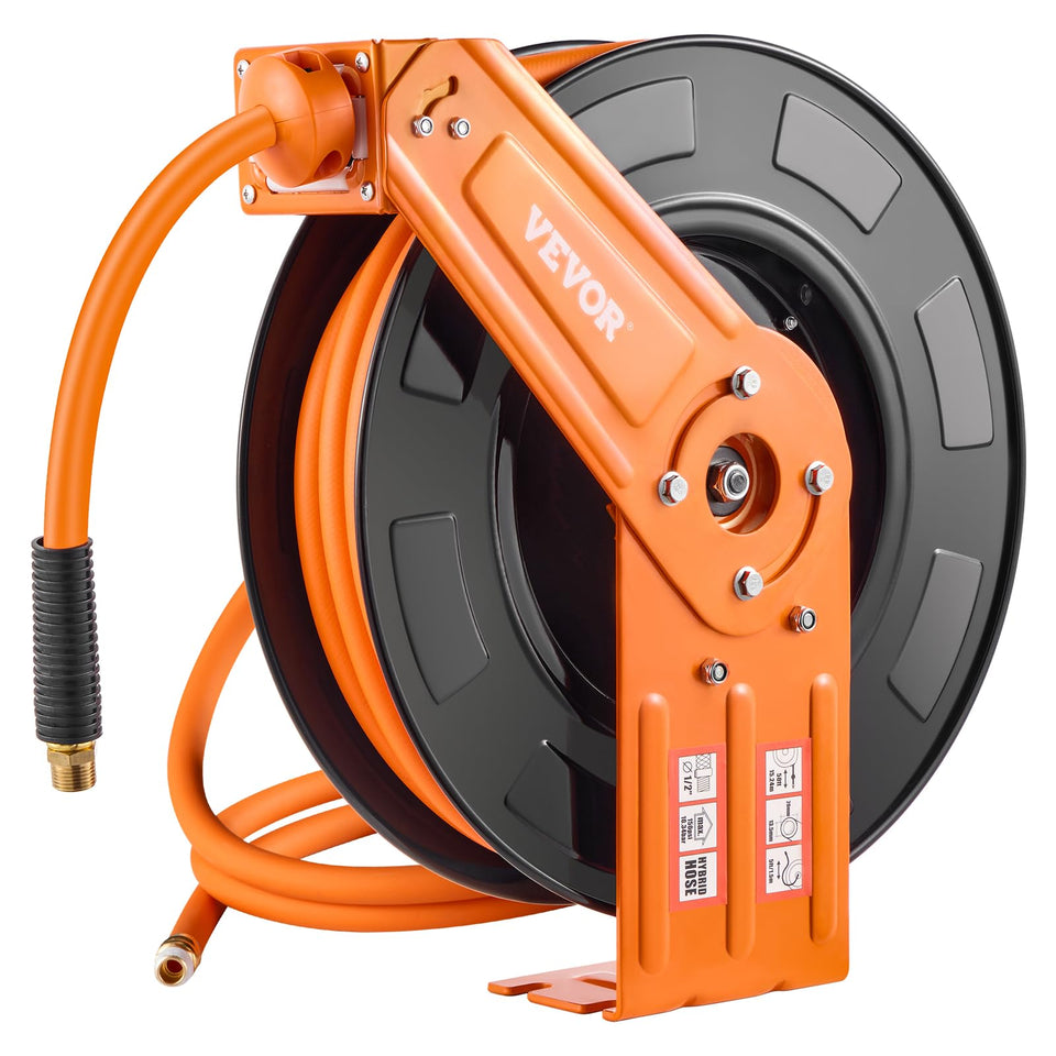VEVOR retractable air hose reel ceiling mount keeps hoses tidy and ready