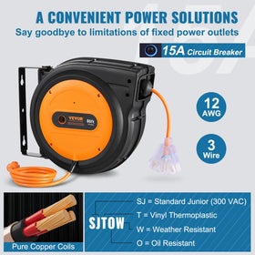 VEVOR auto retract system keeps cables neat and tangle-free.