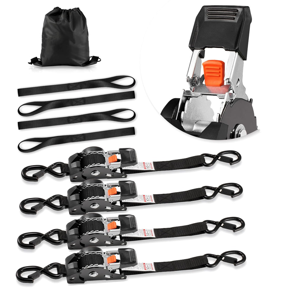 VEVOR retractable ratchet strap 1in-10ft secures cargo on trailers.