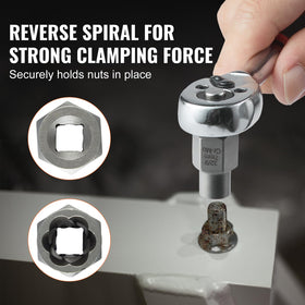 Reverse spiral bolt extractors gripping threads securely during disassembly