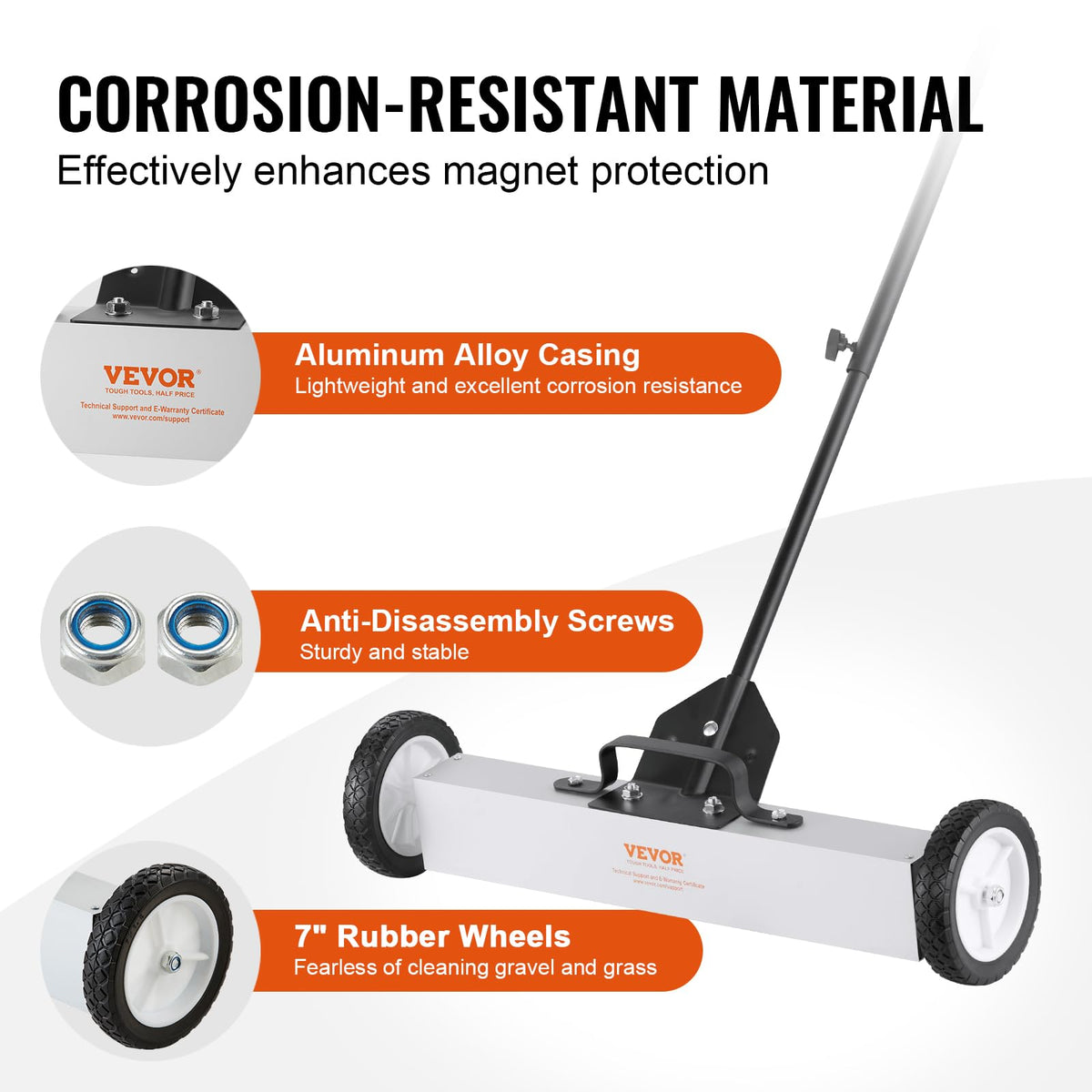 VEVOR debris pickup captures small metal shards with strong attraction on concrete