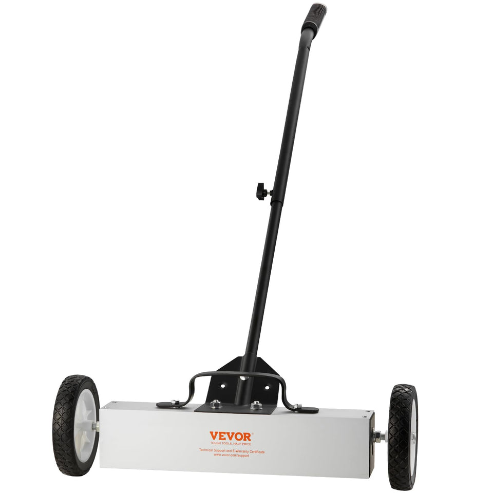 VEVOR rolling magnetic sweeper with wheels for quick debris pickup on job sites.
