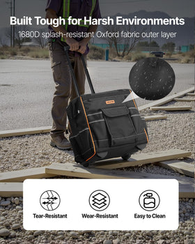 Heavy-duty material: 1680D fabric on VEVOR rolling tool bag