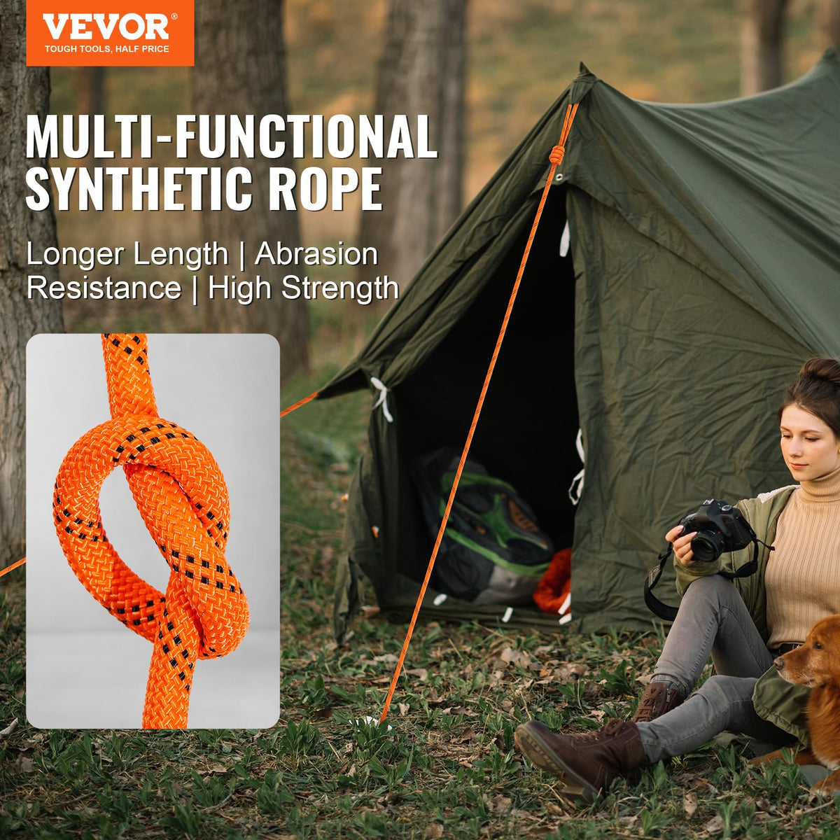 VEVOR rope with 4000 lbs breaking strength ideal for demanding lifting and rigging tasks.