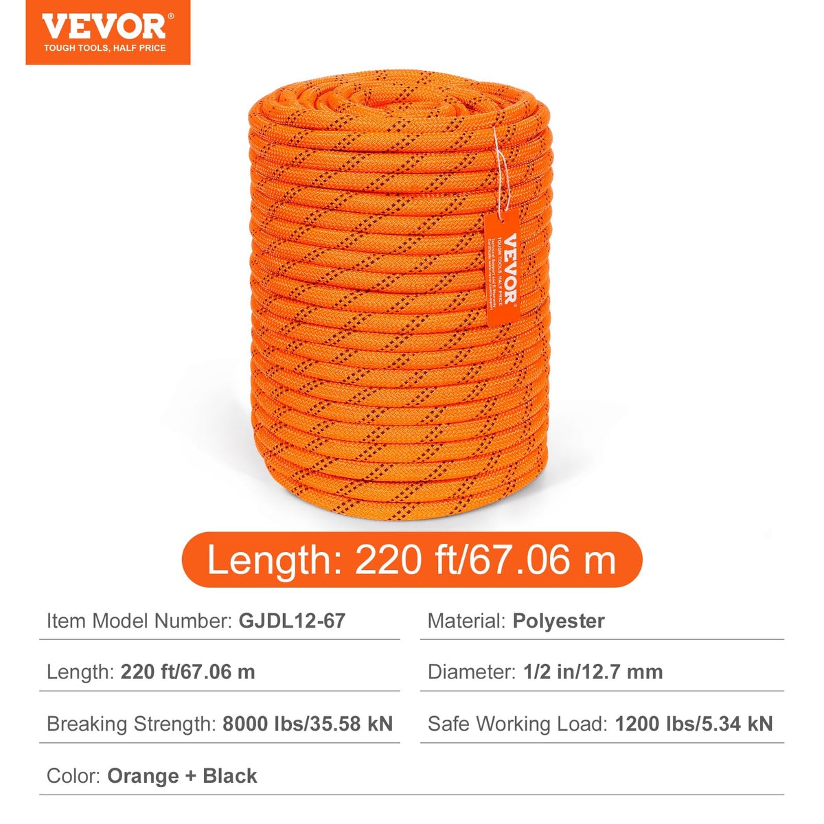 VEVOR rope tied in knot demonstrates quick securing and control.