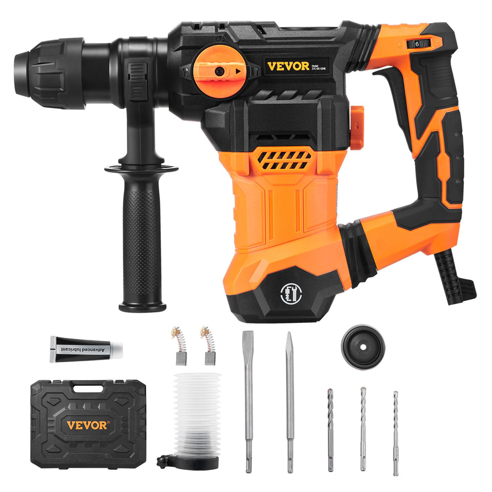 VEVOR rotary hammer drill overview showing heavy-duty construction for tough jobs