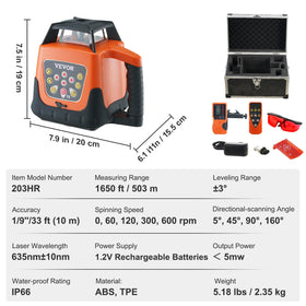 VEVOR 1650 ft distance enables long-range alignment with the detector.