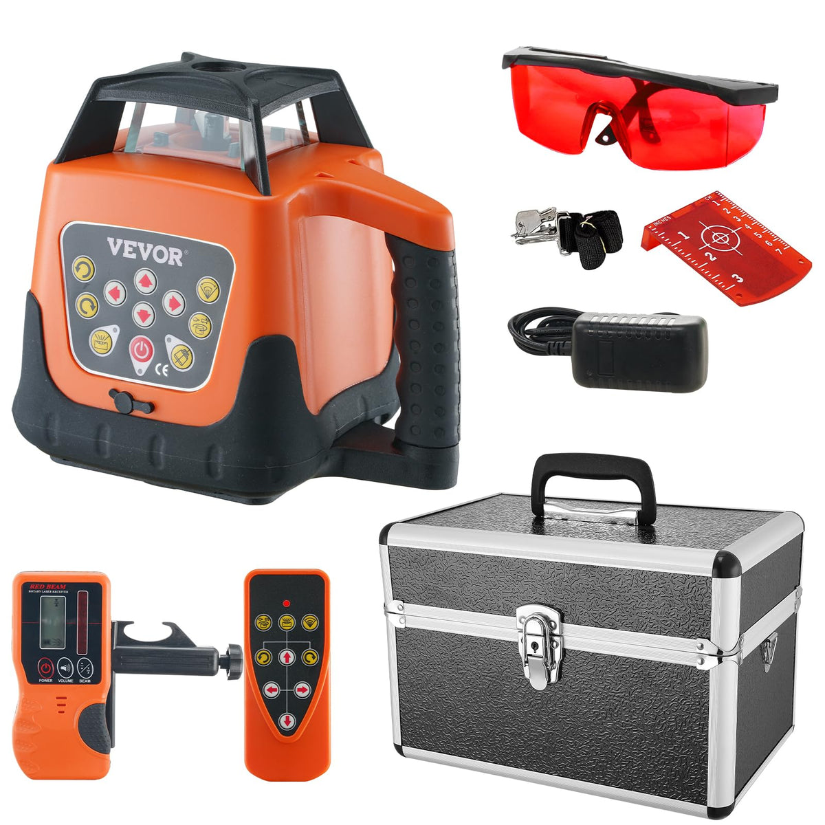 VEVOR rotary laser level displays 360-degree rotation for precise site alignment.
