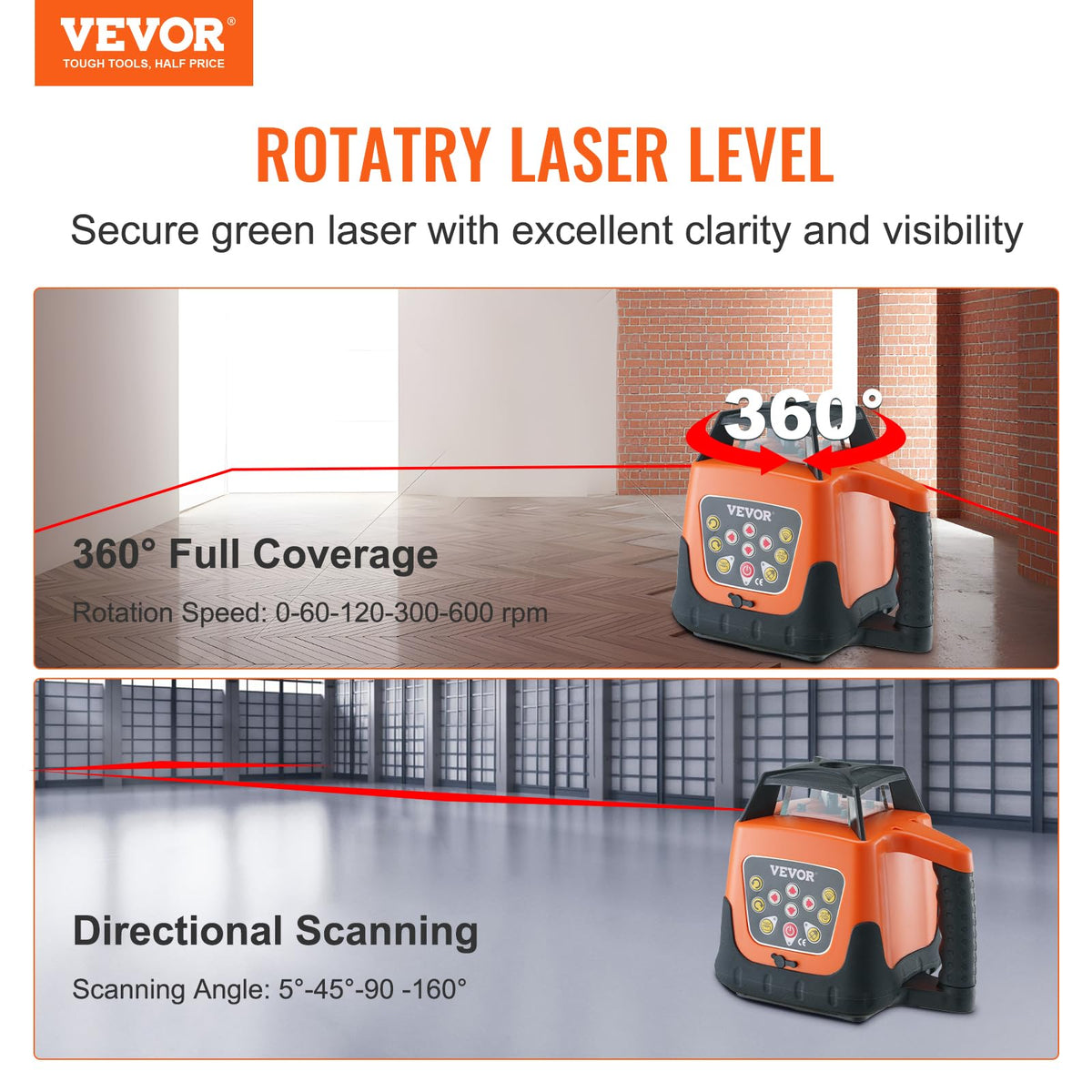 VEVOR remote control lets you adjust the laser level from afar.