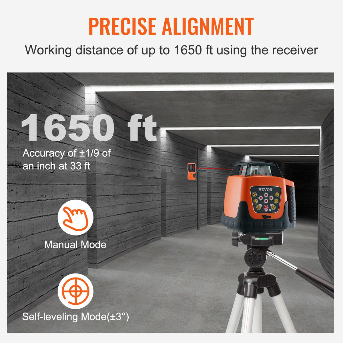 VEVOR tripod-mount design enables stable, quick setup for level projects.