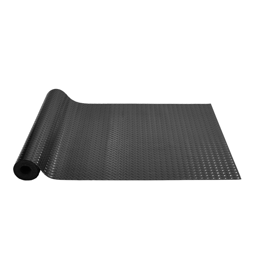 VEVOR rubber flooring roll 4x15ft, full-room coverage for durable garage protection.