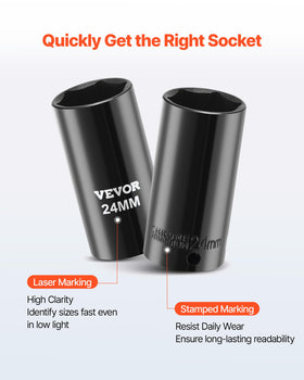 VEVOR SAE 6-point sockets providing strong grip on standard fasteners
