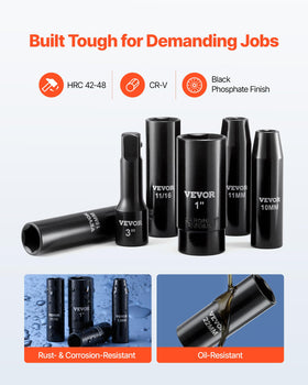 VEVOR SAE and metric sizes deep sockets help quick identification and efficient repairs.