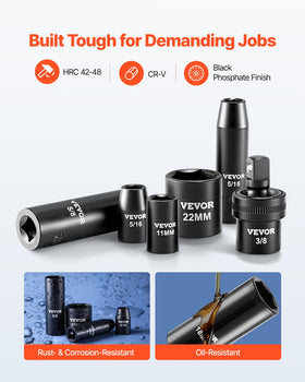 VEVOR SAE deep socket 5-16 inch for quick fastening tasks