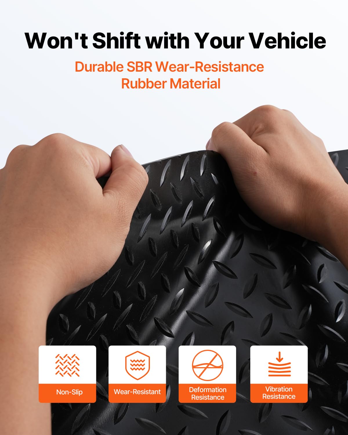 VEVOR SBR wear-resistant rubber shows resilience under vehicle traffic.