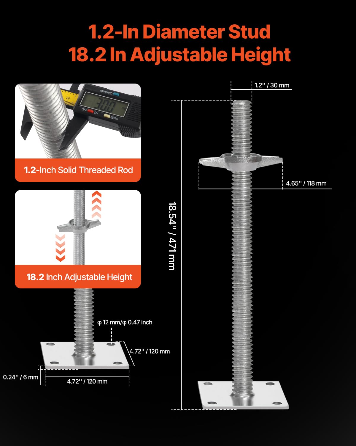 VEVOR four-pack leveling jacks stabilize two to four legs on uneven surfaces