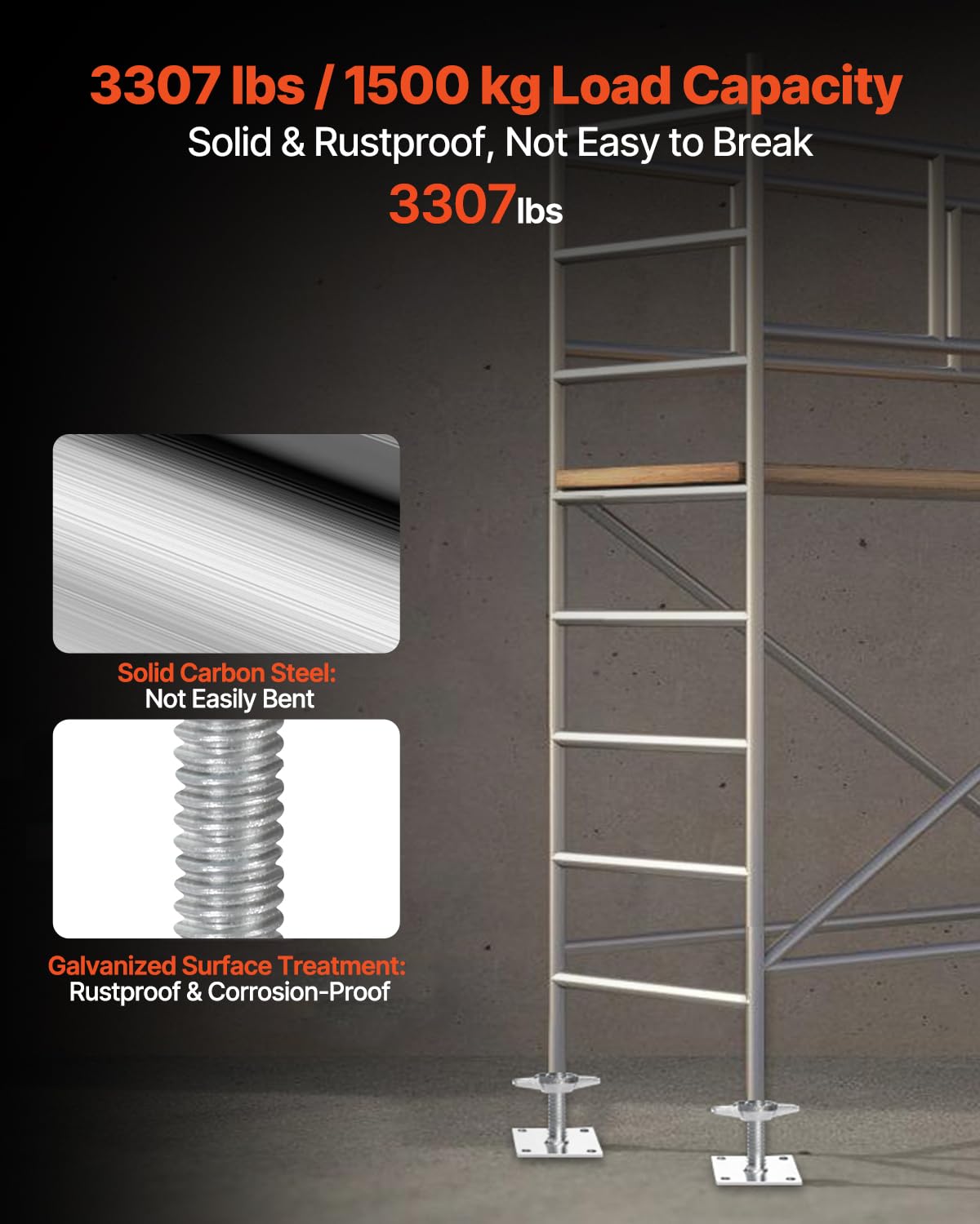 VEVOR jacks compatible with mud, stairs, and concrete for uneven terrain