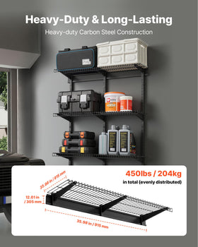 VEVOR shelves with brackets and support straps providing stable daily use