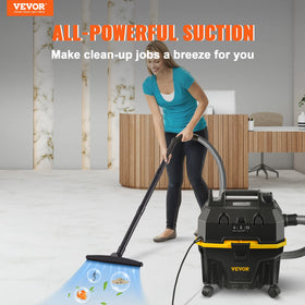 VEVOR 5-peak-HP motor suction for strong debris removal on floors.