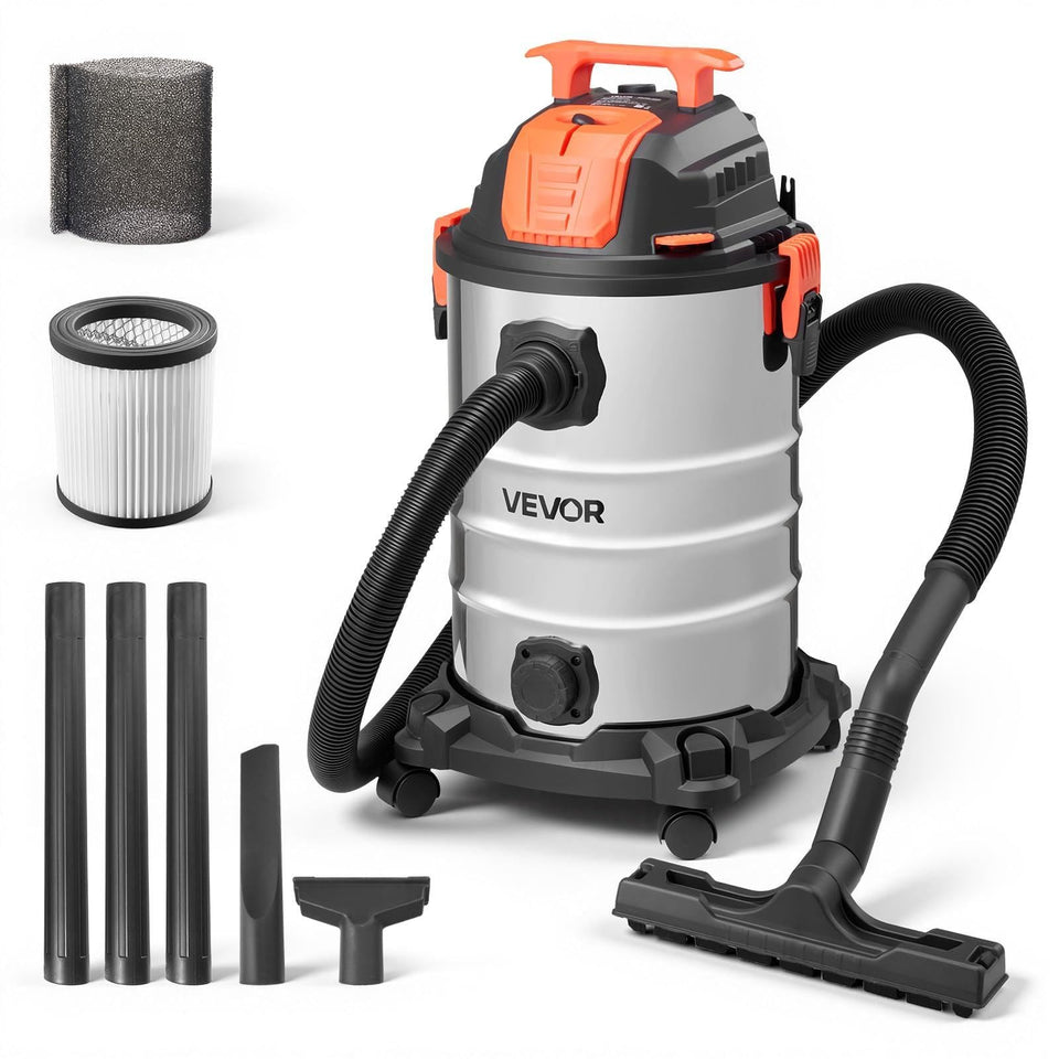 VEVOR Shop Vac 8-gallon tank for versatile indoor and outdoor cleaning.