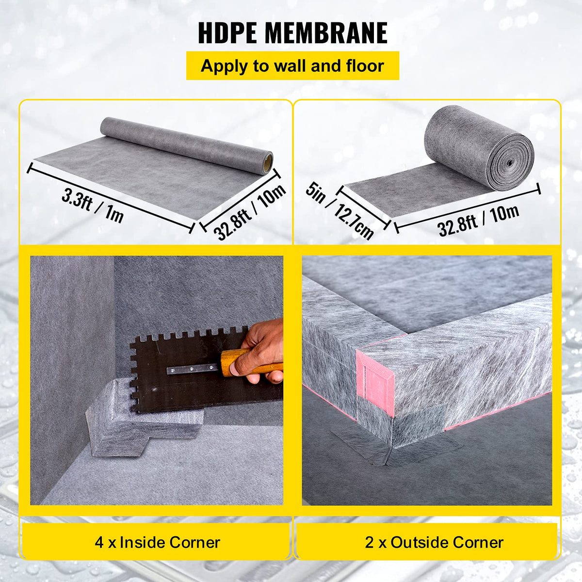 VEVOR HDPE membrane large roll offers broad coverage for walls and floors