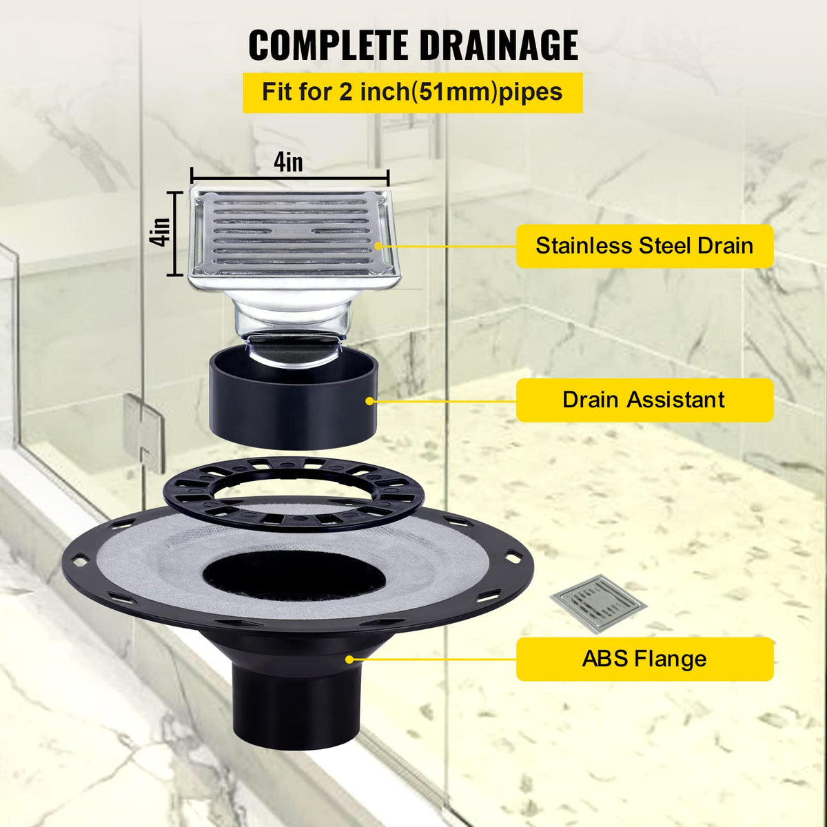 VEVOR stainless steel grate enabling sturdier, gravity-assisted drainage