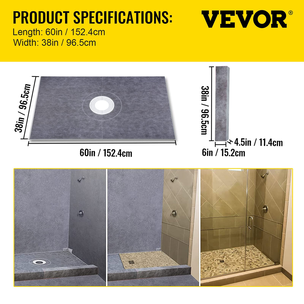 VEVOR stainless trowel helps apply mortar for even membrane adhesion