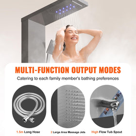 VEVOR waterfall mode shower panel delivers a refreshing cascade