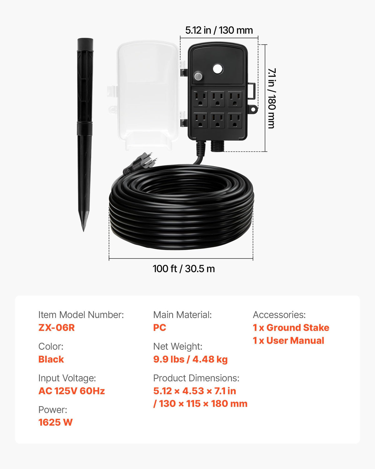 VEVOR 14AWG SJTW cord designed for outdoor conditions