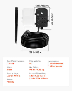 VEVOR 14AWG SJTW cord designed for outdoor conditions