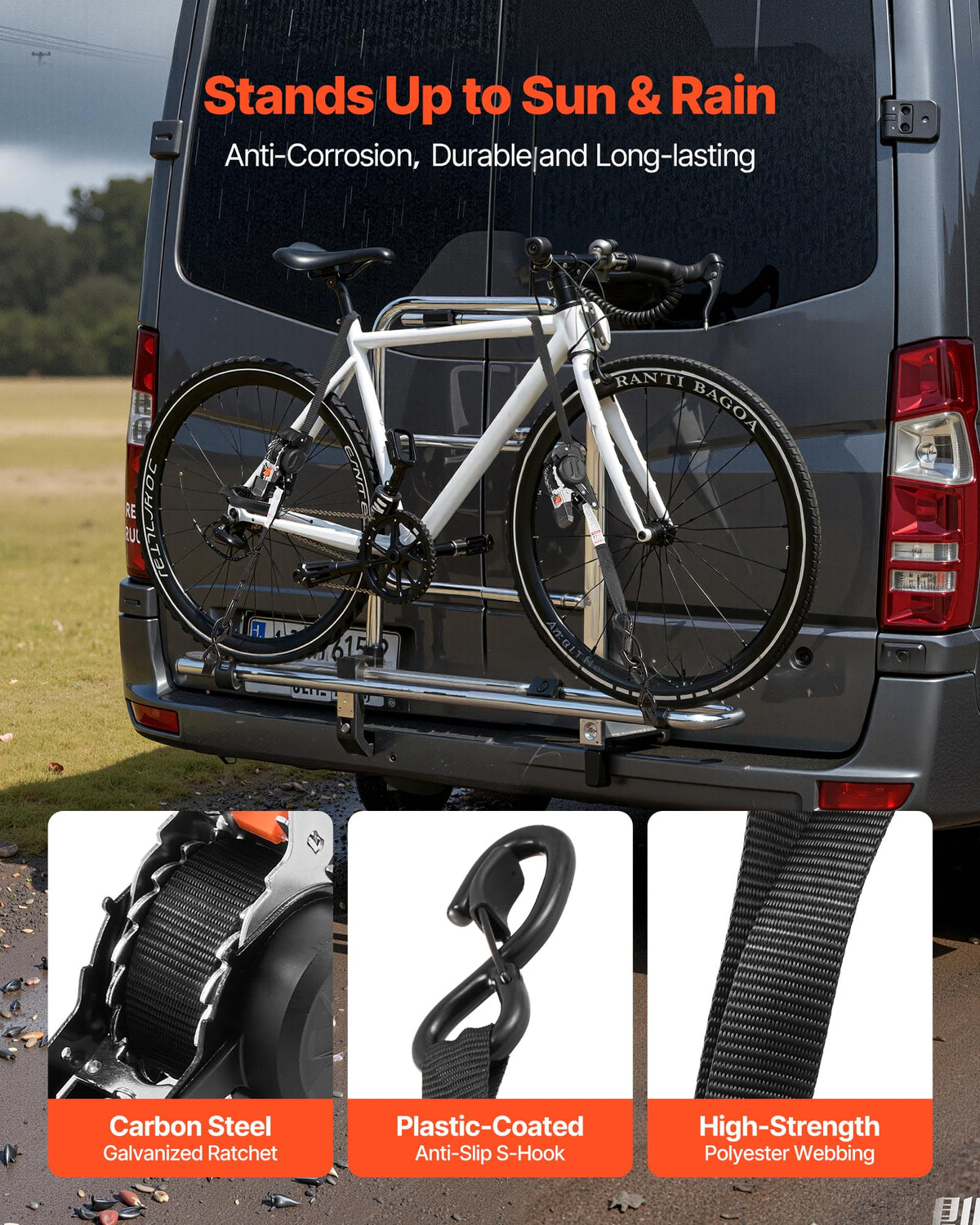 VEVOR soft loops included provide gentle anchor points on racks.