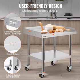 VEVOR table with 0.8 mm SUS201 steel for durability.
