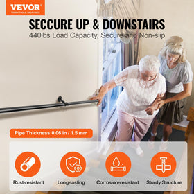 VEVOR Stair Handrail wall mount connection demonstrates quick installation with solid support