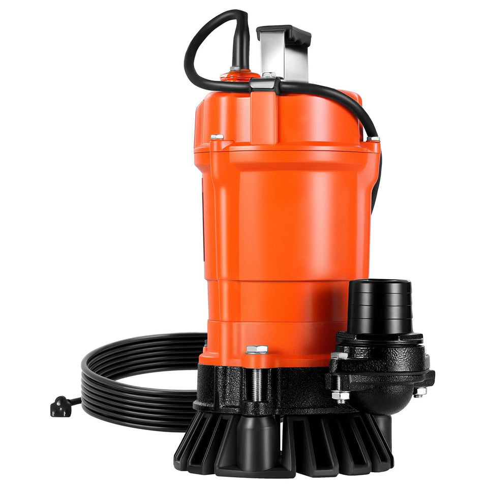VEVOR submersible trash pump assembly for fast drainage and debris handling.