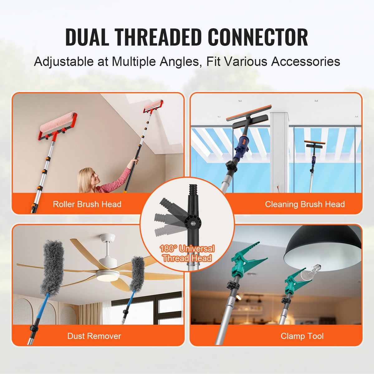 VEVOR Telescopic Extension Pole Multi-Angle Compatibility supports versatile tasks