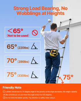VEVOR telescoping ladder folded to about 2.23 ft for compact storage