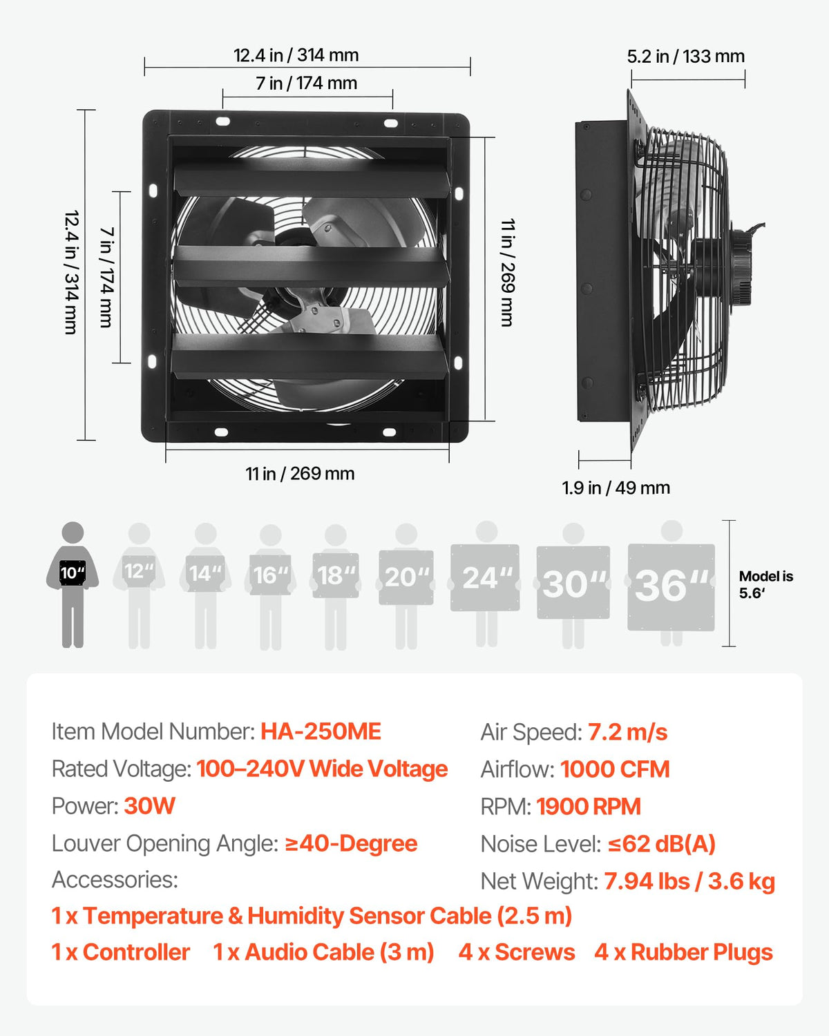 VEVOR advanced temperature humidity control enables adaptive ventilation