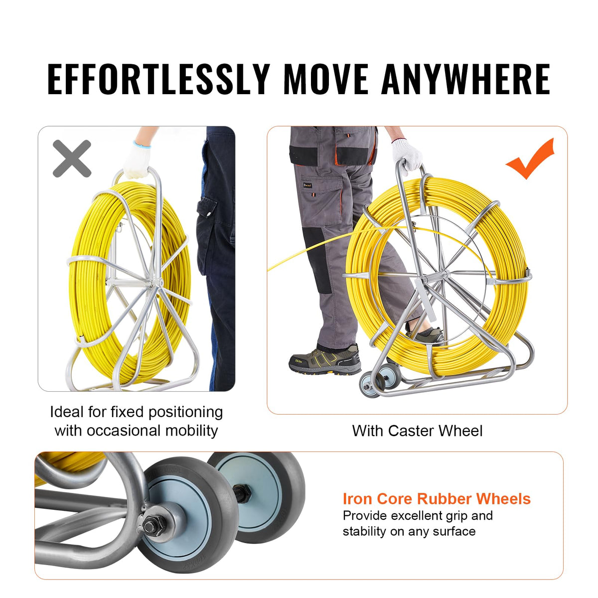 VEVOR three pulling heads reduce friction inside pipes