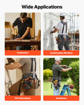 VEVOR tool belt ideal for carpenters, electricians, and DIYers.