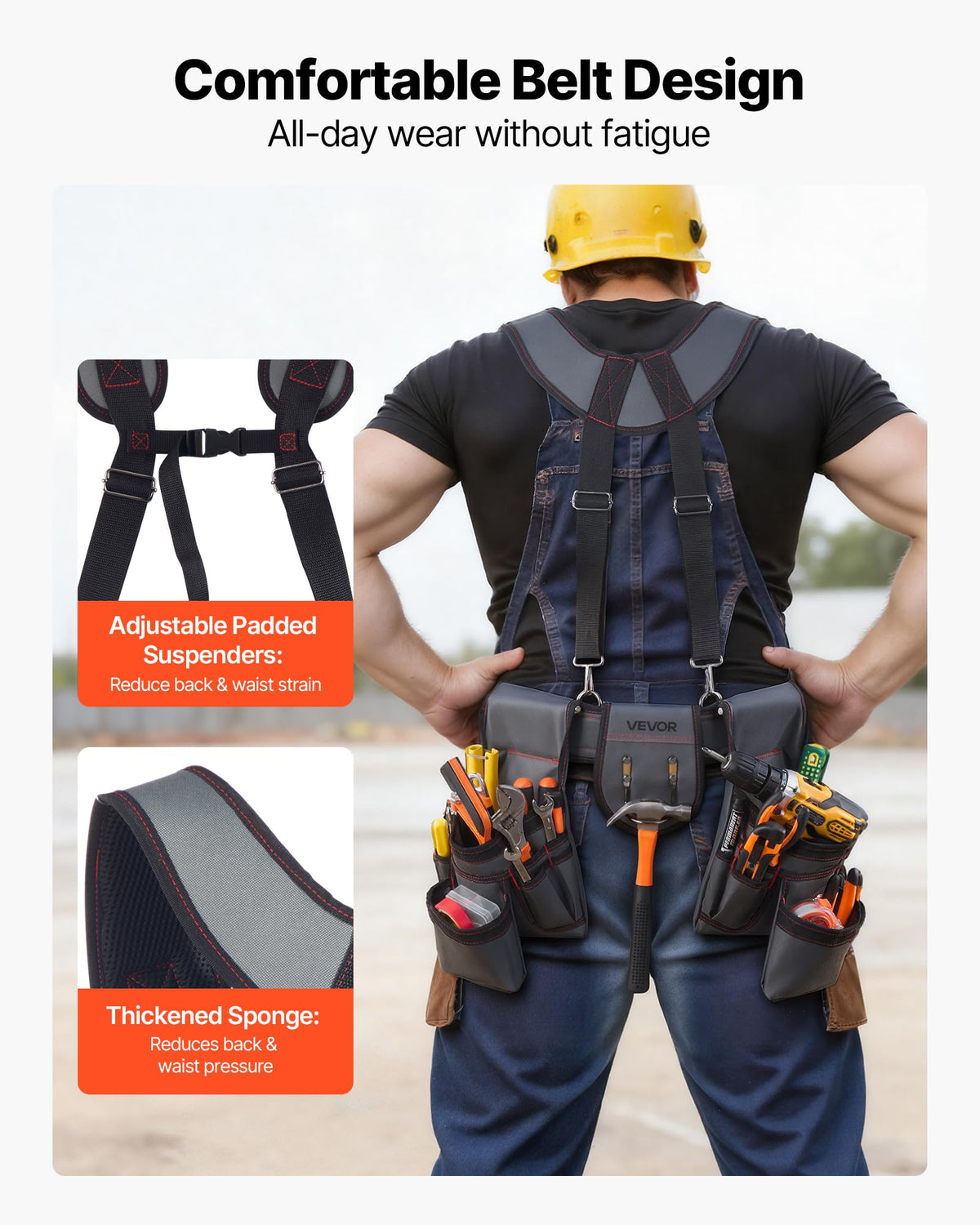VEVOR ergonomic waist design distributes weight to reduce fatigue.