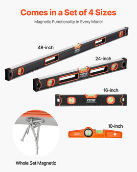 VEVOR torpedo level 16-inch magnetic ruler for precise framing on metal.