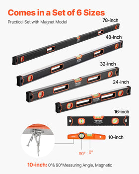 VEVOR torpedo level 32-inch helps accurate shelf and tile alignment